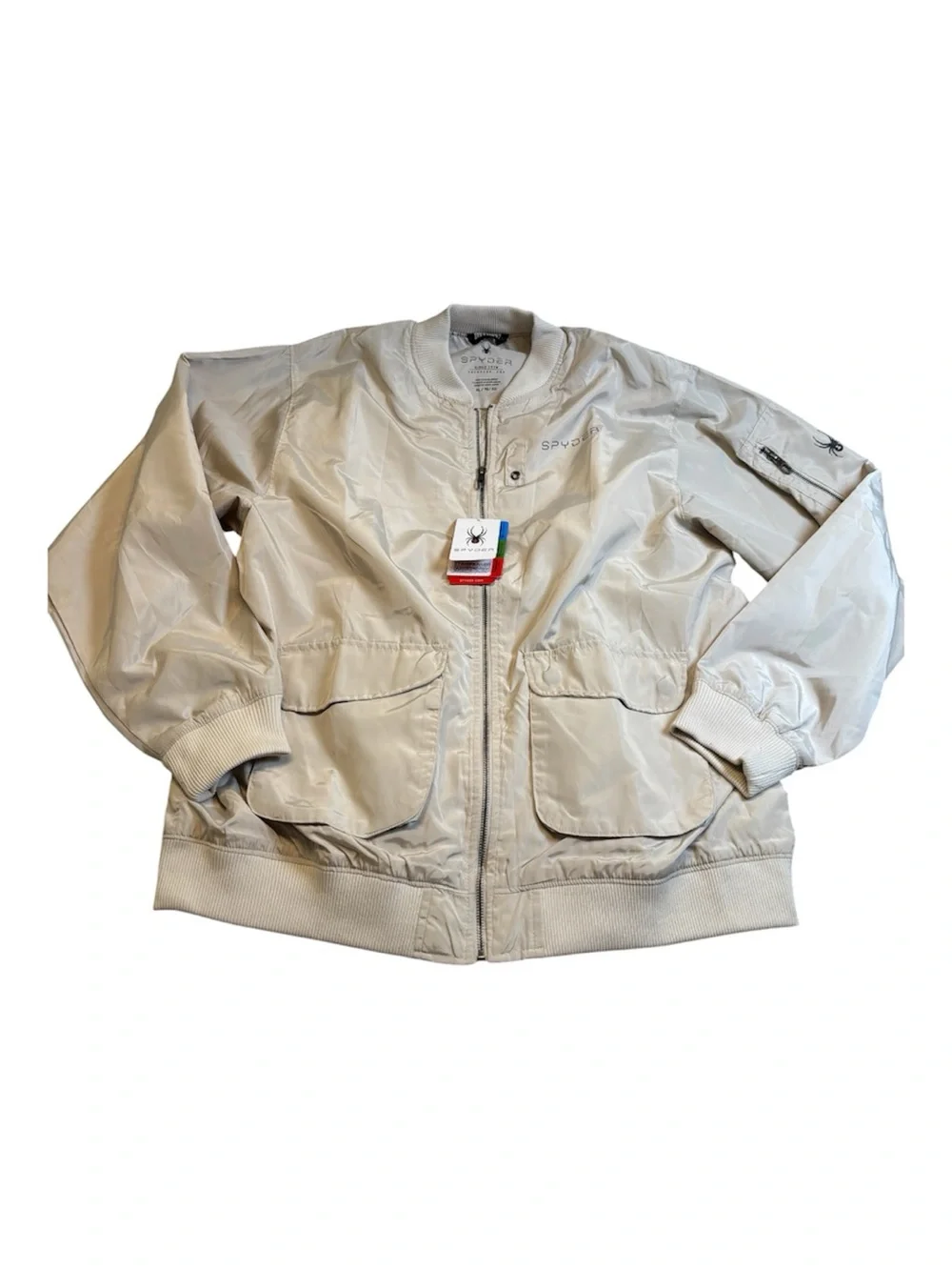 Spyder Men's Lightweight Bomber Jacket Tan Beige Khaki NWT XL | Flight Jacket